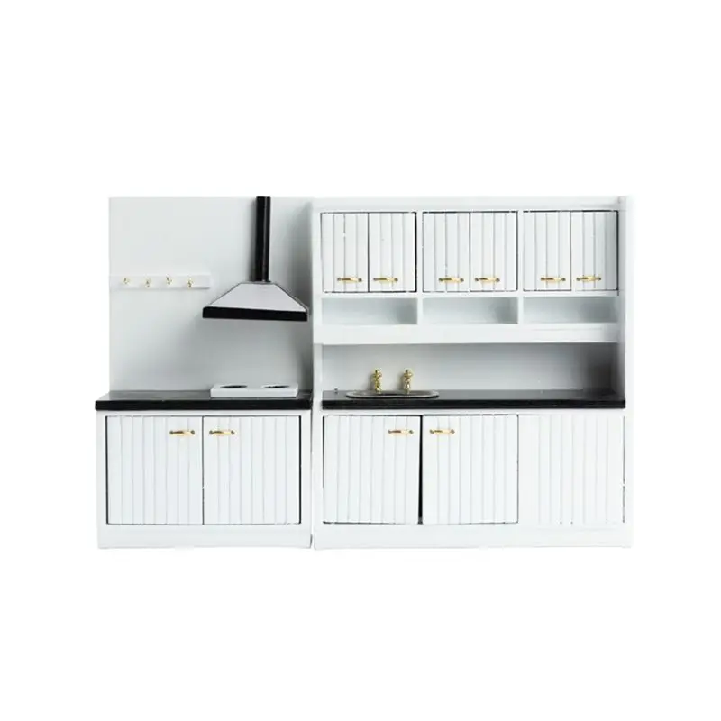 

A04F-1Set White Kitchen Cooking Table Set 1/12 Dollhouse Decoration Ornament Kitchen Miniature Scene Model Creative