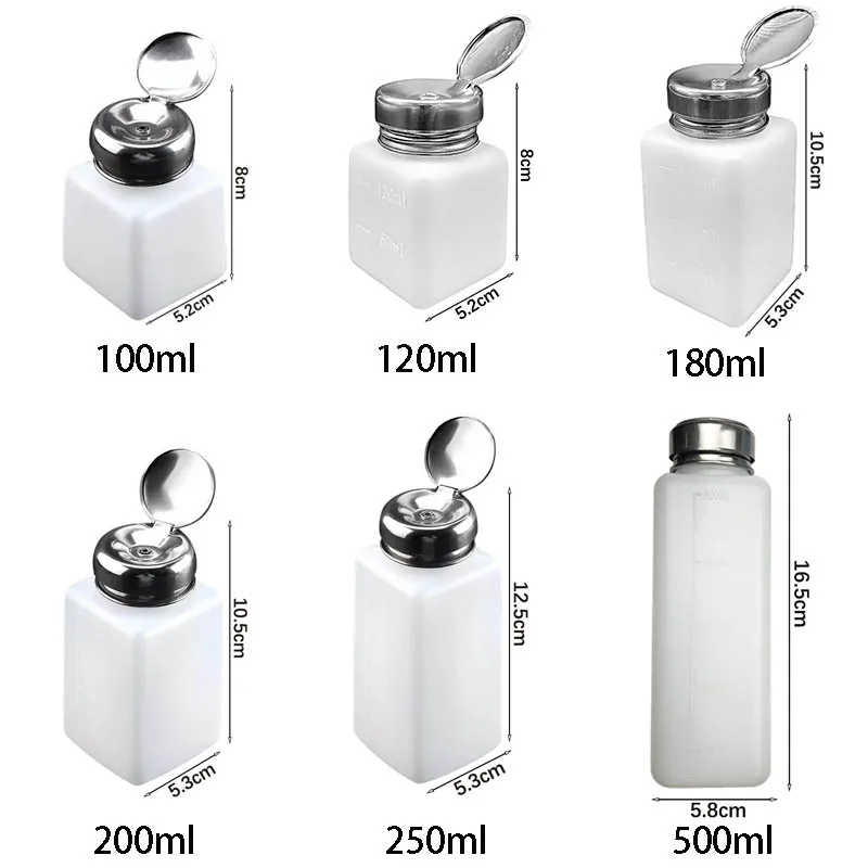 10/20/30PCS Empty Refillable Press Pump Bottle With Stainless Cap Portable  Liquid Alcohol Clean Acetone Water Remover Dispenser view 6