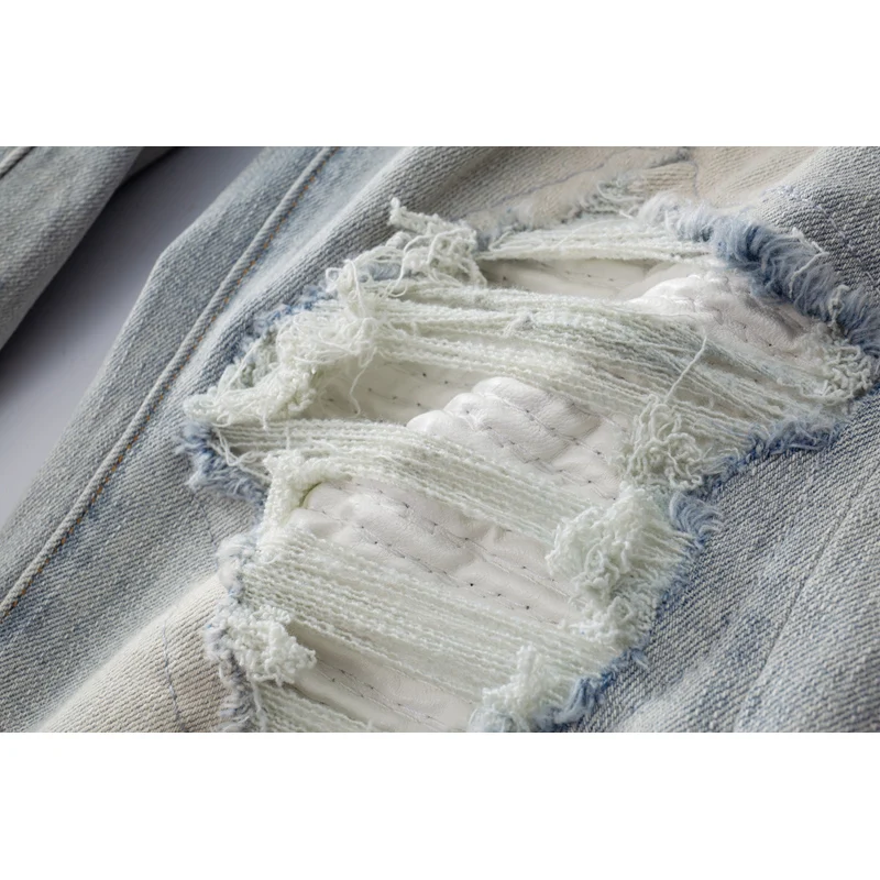 بنين المدارس الأمريكية شارع العليا المتعثرة الثقوب الزرقاء الأضلاع المرقعة الشارب تمتد نحيل ممزق الجينز #6