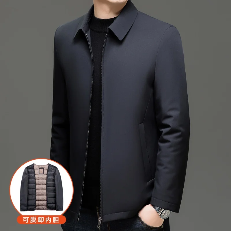 The 2025 new style of simple, thickened, warm and detachable inner lining down jacket is filled with down as a whole