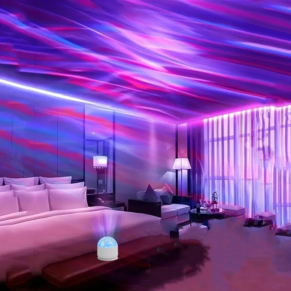 Aurora Waves LED Projector Light Remote Control Night Light 16 Color Effects Suitable for Bedroom Game room Home Theater Decor