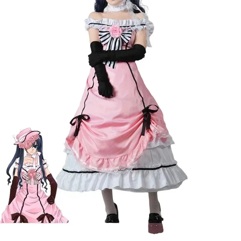 Black Butler Ciel Phantomhive Pink Robin Uniform Cosplay Costume Unises Dress Halloween Wig Carnival Women Anime Clothes
