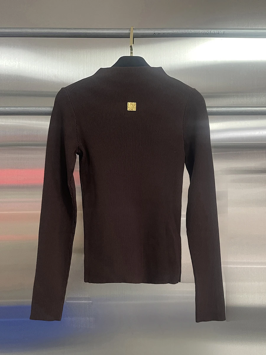 GALCAUR Solido Impiombato Scava Fuori Maglione Femminile O Collo Manica Lunga Allentato Casual Pigro Maglioni da Donna Moda Autunno Nuovo Stile