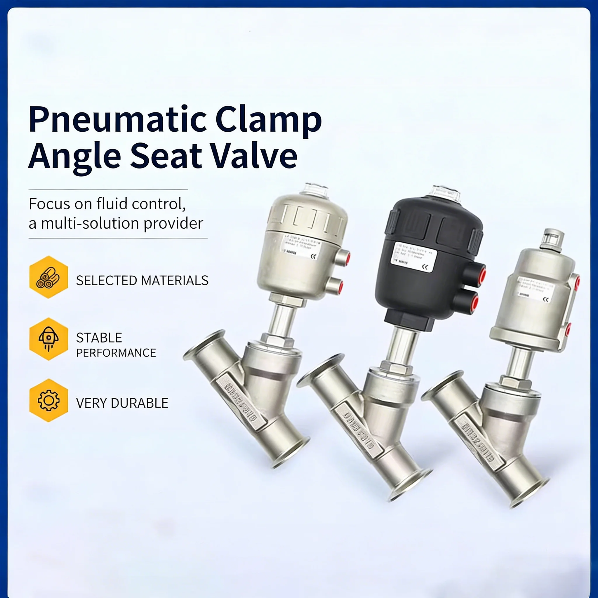 

Pneumatic Quick-installation Angle Seat Valve 304 Stainless Steel Clamp Type Quick-connect High-temperature Steam Y-typeDN15 20