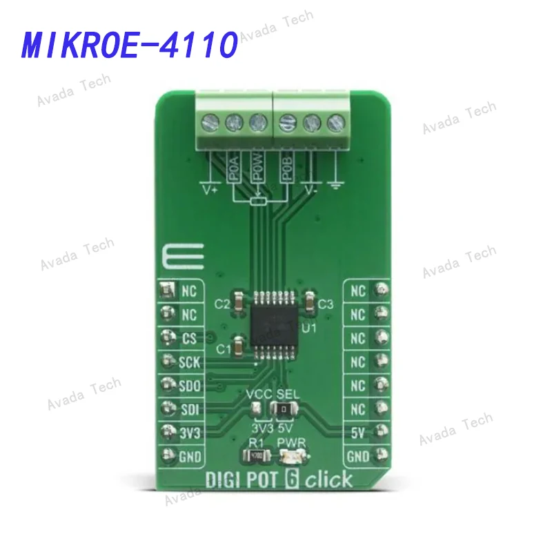 

Avada Tech MIKROE-4110 Digital potentiometer development tool Microchip TechnologyMCP41HV51-104E/ST