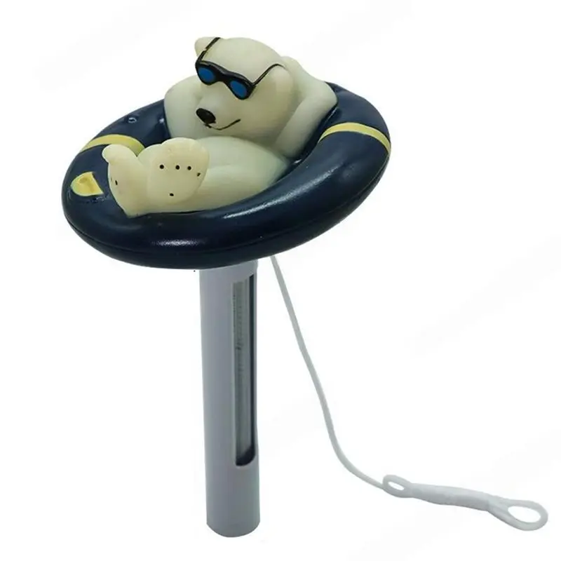 B48B-Floating Pool Thermometer Easy Read For Leisurely Polar Bear For Ice Bath With String Water Temperature Indicator