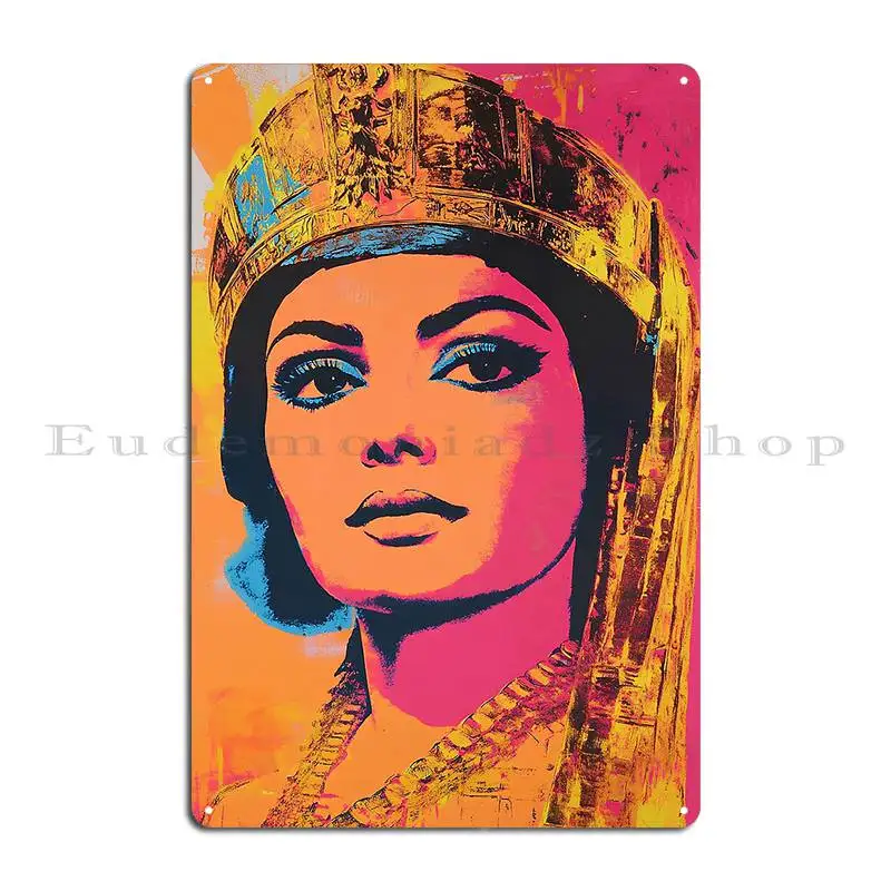 Cleopatra Beautiful Warhol Style Screenprint Pastel Color Metal Sign Wall Plaque Custom Decoration Designer Tin Sign Poster