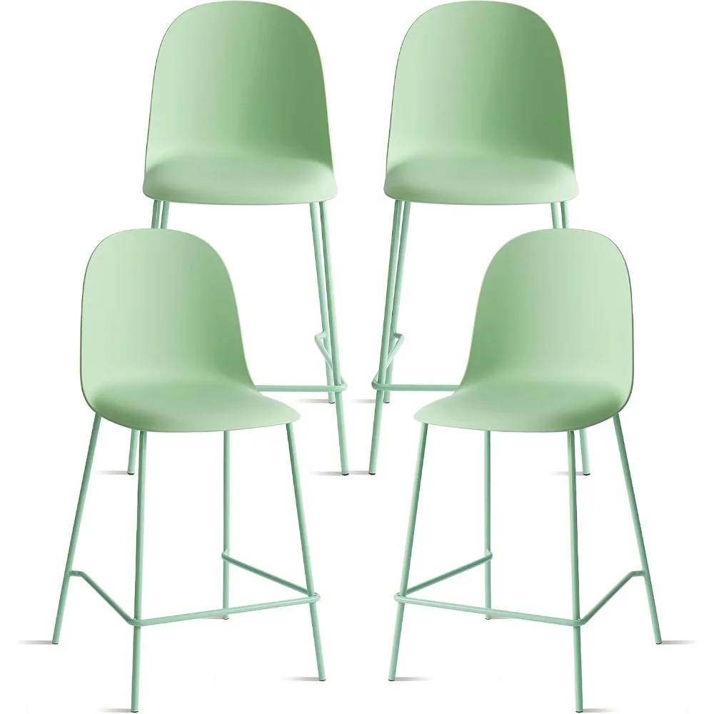 

26'' Minimalist Industrial Plastic Counter Stools with Metal Legs, Kitchen Bar stools, Suitable for Indoor and Outdoor cafes
