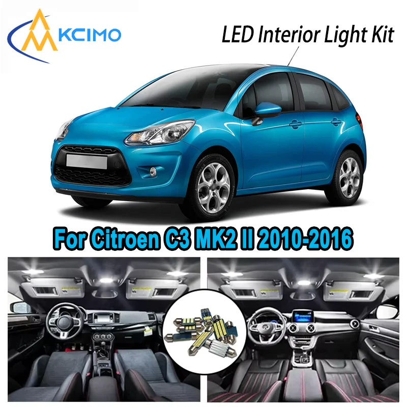 

High-Quality LED Interior Kit for Citroen C3 MK2 II 2010-2016 2011 2012 2013 Premium Error-Free Dome Map Trunk Automotive Lamps