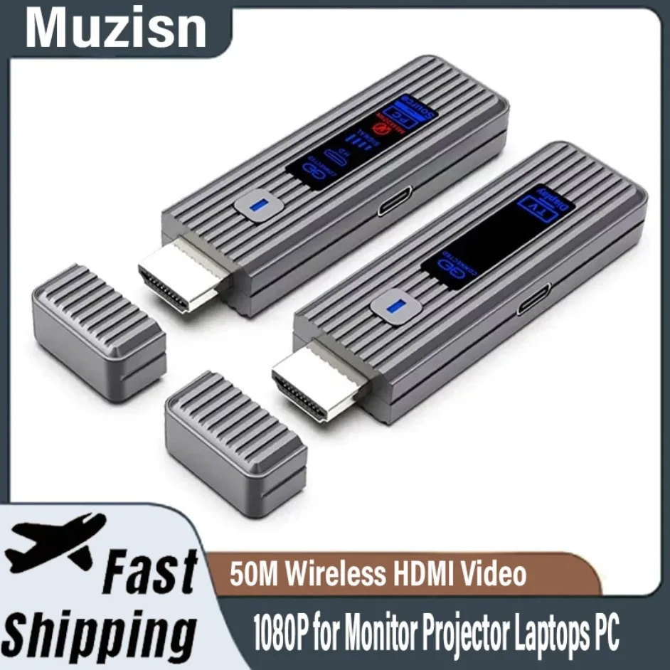 

1080P 50M Wireless HDMI-Compatible Video Transmitter Receiver TV Stick Dongle for Camera Laptop PC to TV Monitor Projector