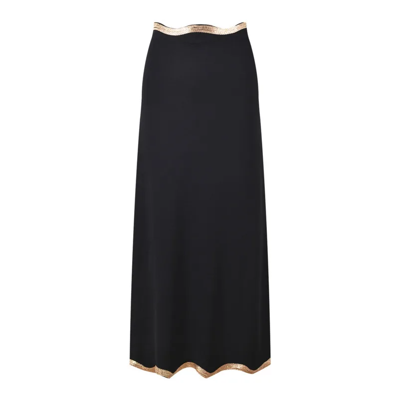 CHUJIE Women's Dress Set 2025 Spring/Summer New Wave Pattern Hot Diamond Black Round Neck Slim Look Sleeveless Top Skirt Set