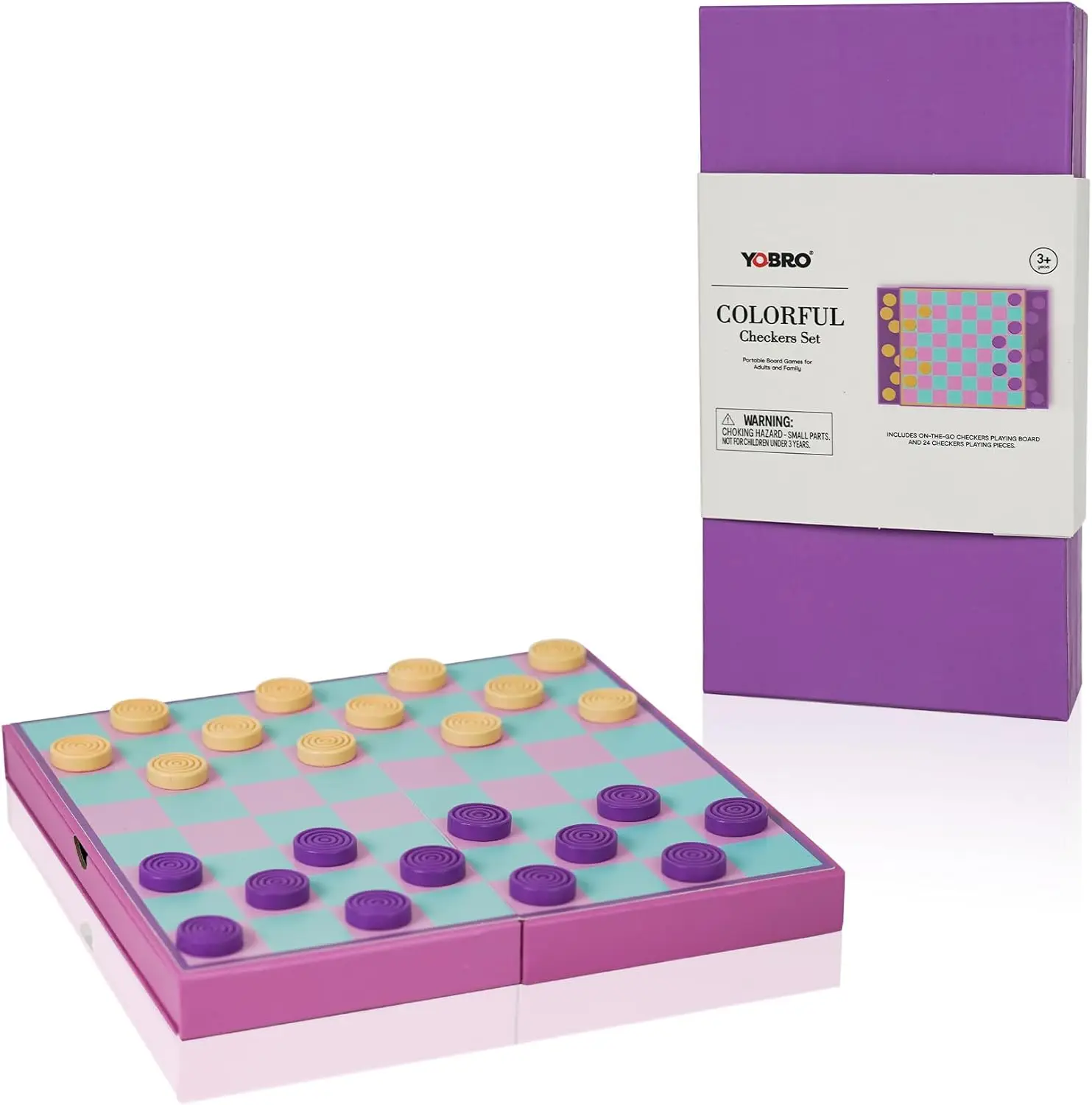 

Colorful Folding Checkers Set - Portable 2-Player Strategy Game for Family Fun