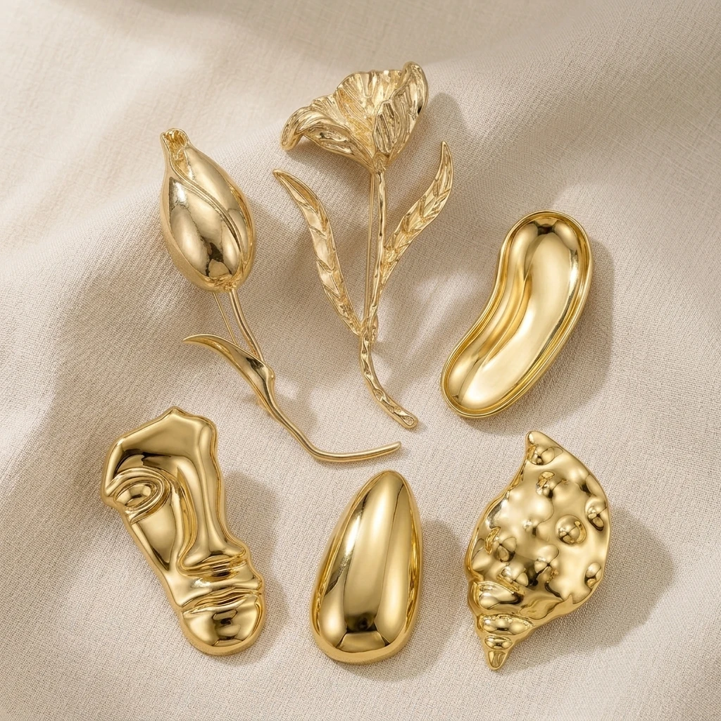 Luxury Stainless Steel Combination Brooches for Women Unisex Creative Pins Casual Party Jewelry Accessories Gifts Decoration