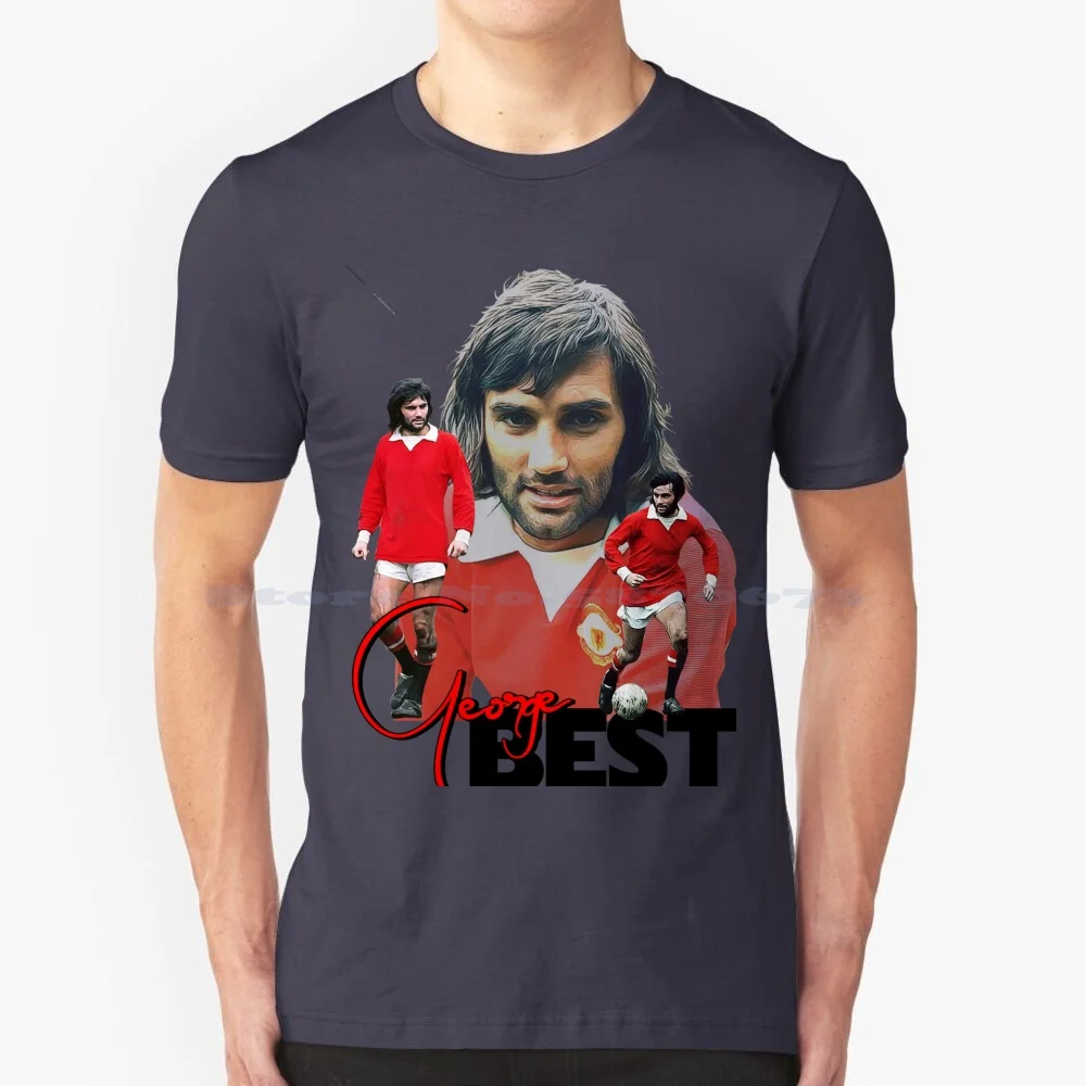 George Best Retro Soccer Fan Art T Shirt 100% Cotton Tee George Best Retro Soccer Football Futbol Player Sports Vintage England