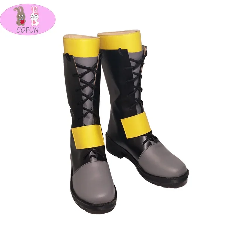 Cofun meninas frontline ump45 preto amarelo cosplay sapatos botas feitas sob encomenda para halloween natal couro do plutônio das mulheres dos homens