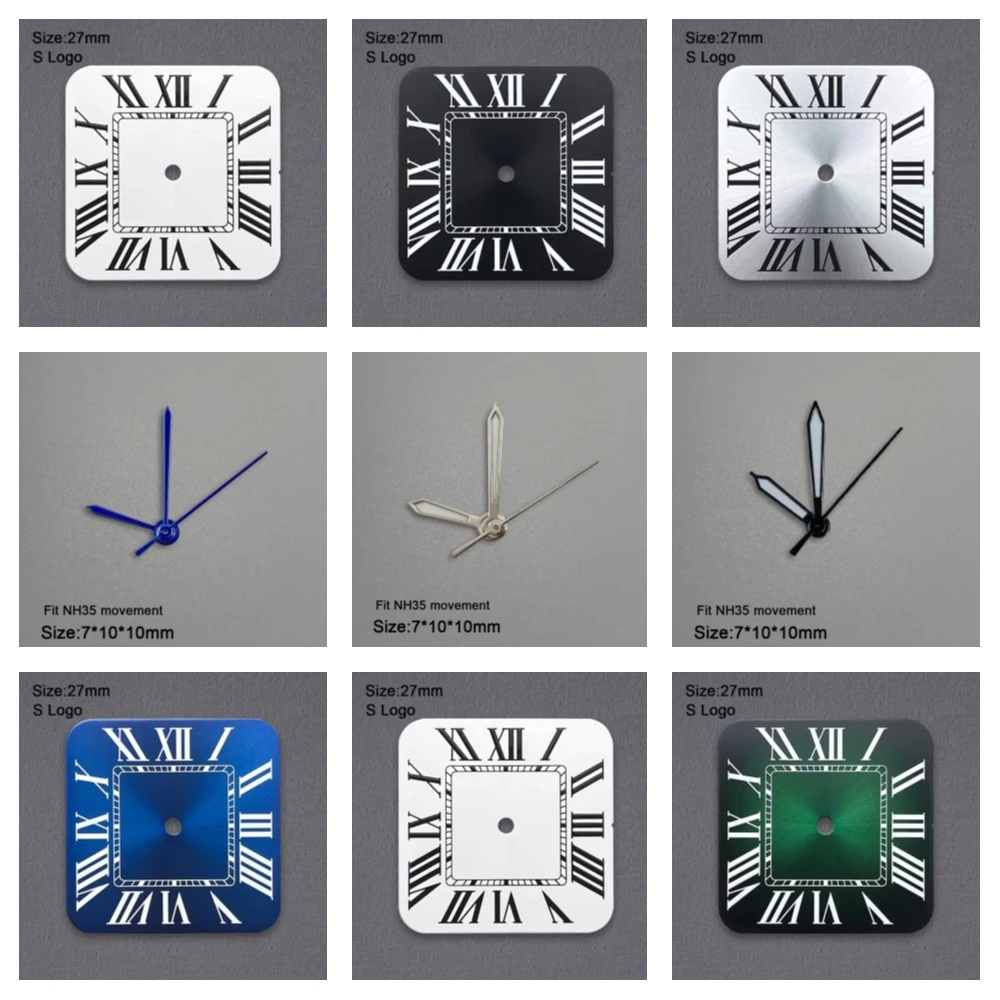 New 27mm Square S Logo Dial Sunburst Roman numerals Suitable For NH35/NH36/4R/7S Japanese Automatic Movement Watch Modification