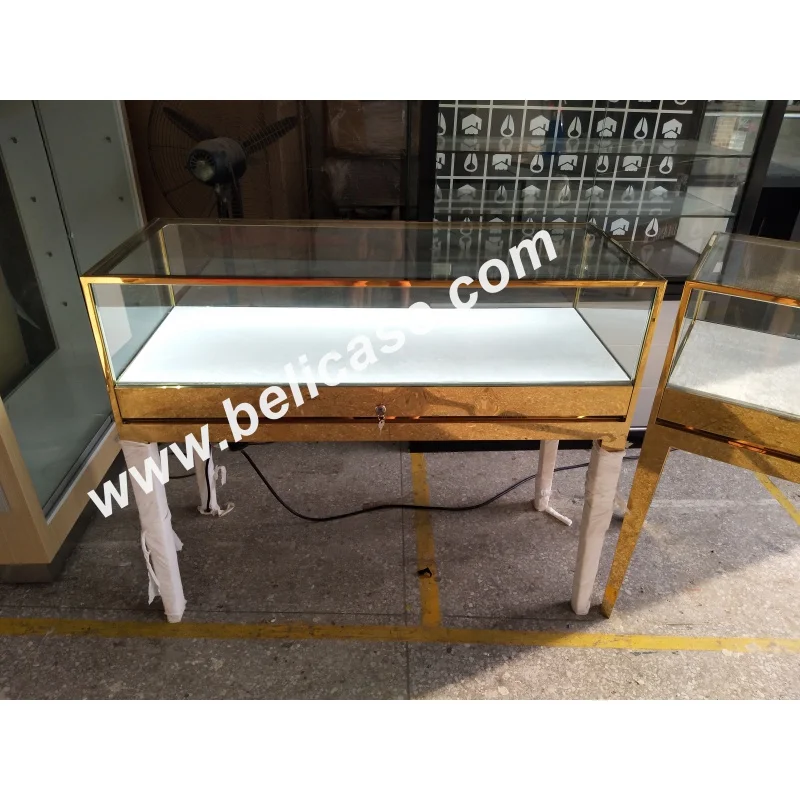 Custom, Jewelry Store Interior Design Luxury Jewelry Display Vitrine with LED Gold Jewelry Display Counter Showcase