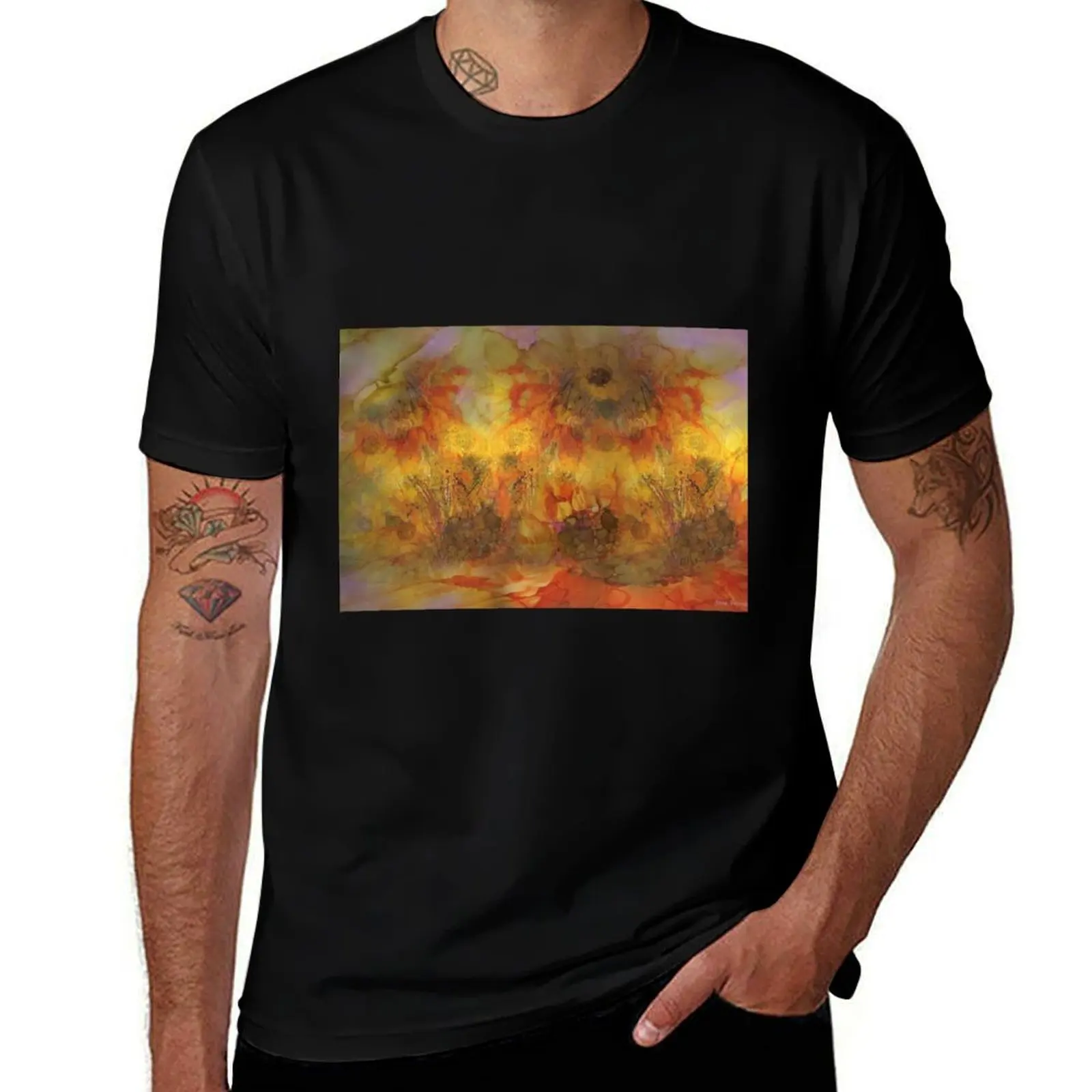 Sunflowers T-Shirt Work Outdoor T-Shirt for Men