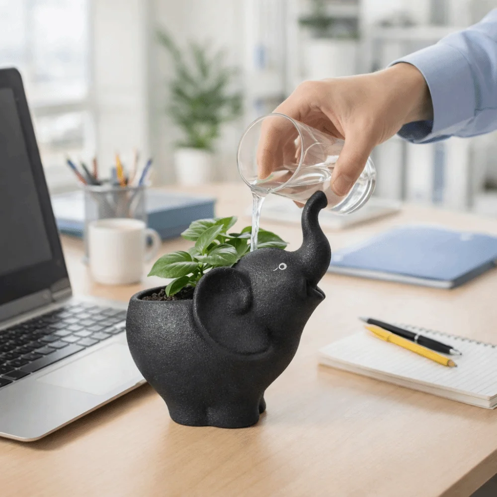 

Керамический цветочный горшок в форме слона для суккулентов, минималистичный, практичный, милый, ручной работы, подарок для любителей садоводства