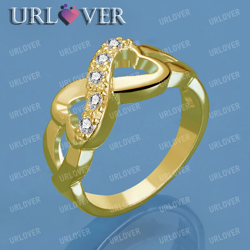 

URLOVER 18K Gold Zircon Bowknot Rings For Women 925 Sterling Silver Ring Party Wedding Fashion Jewelry Luxury Romantic Gift