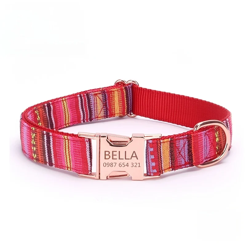 Hundhalsband med graverat metallspänne och namn_voghion.com