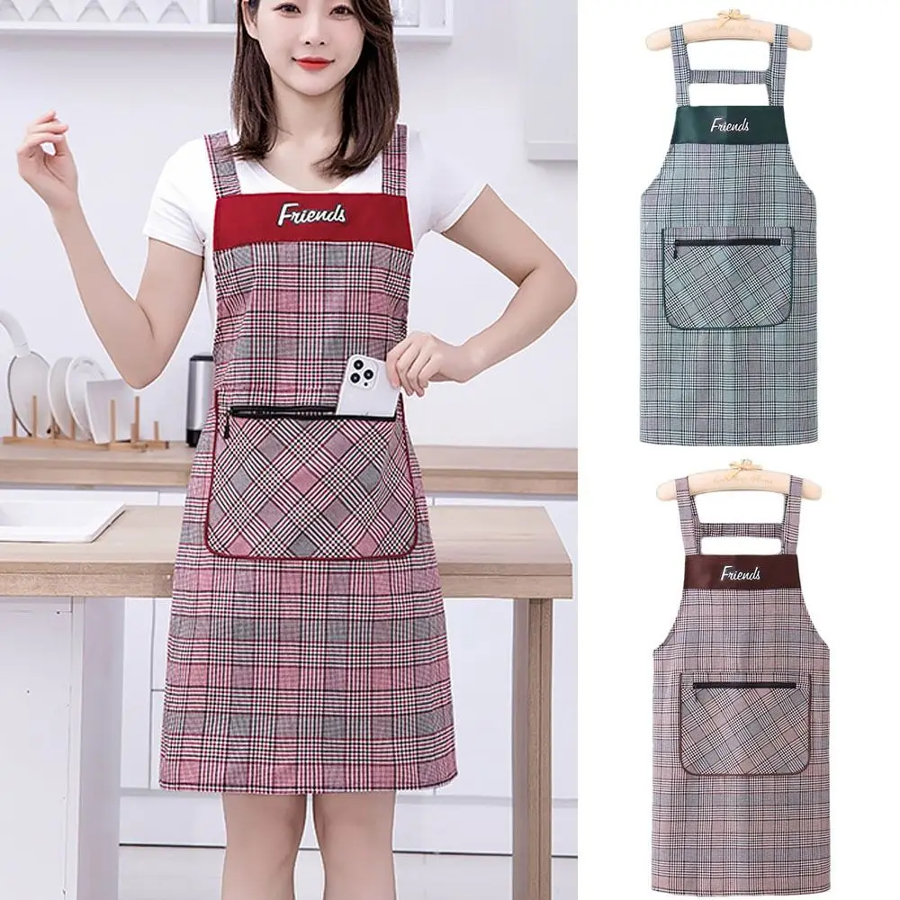 Antifouling Kitchen Apron Wear Resistant Cotton Cloth Restaurant Uniform With Zippered Storage Work Apron Home & Garden