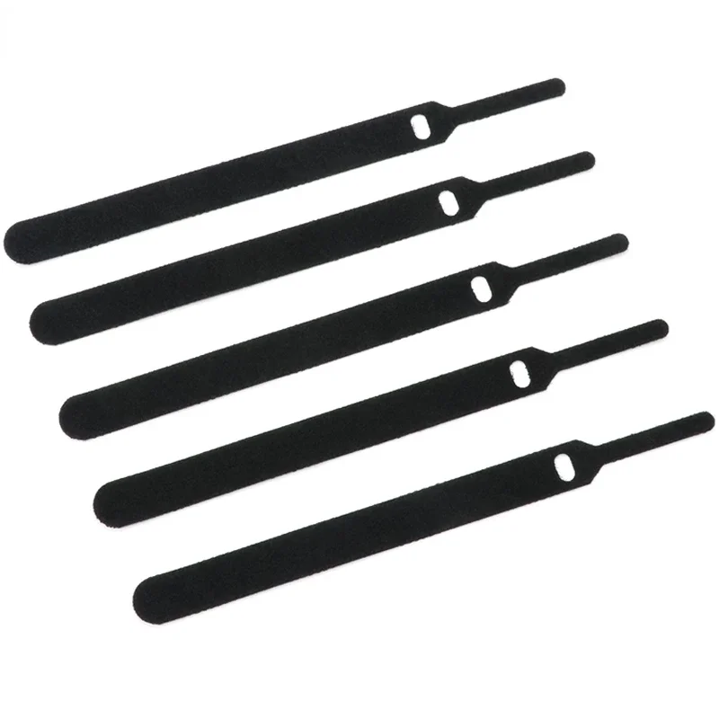 Wire Organizer Releasable Cable Ties Black 12x15/20/30cm Nylon Hook Loop Straps Wrap Zip Bundle Bandage Tie Plastics Fastening