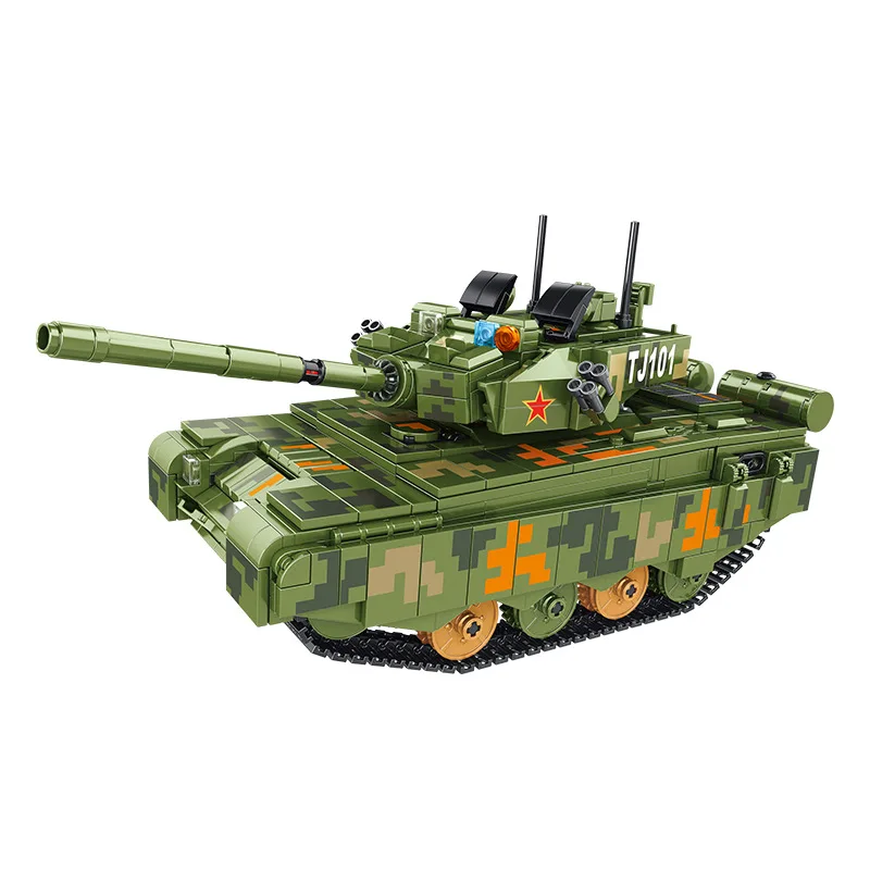 

Modern China ZTZ Type 99 Main Battle Tank Military Vehicle Model Building Block WW2 Army Figures Brick 2.4gHZ Remote Control Toy