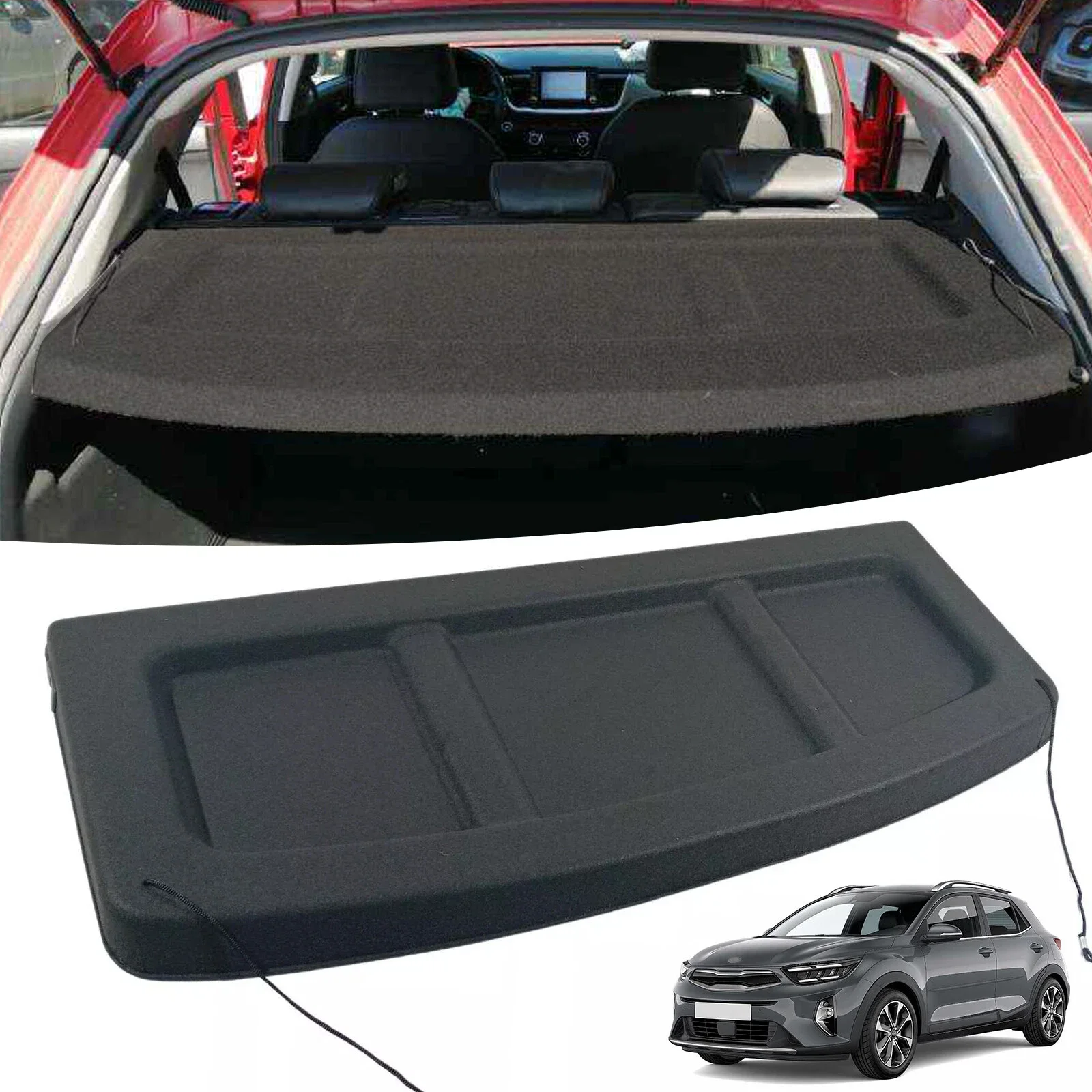 Non retrattile ripiano posteriore per pacchi tenda a rullo bagagliaio carico bagagliaio copertura carico accessorio interno per KIA STONIC MK1 2017-2024 2018