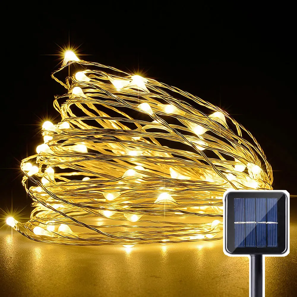 LED Solar Lamp String Lights 8 Modes 100/200/300LEDs Fairy Holiday Christmas Party Garden Waterproof Garland Decor 12/22/32M