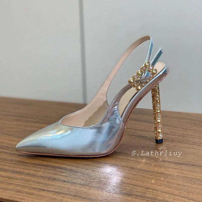 Sandales à Talons Hauts et Strass Brillants pour Femme, Chaussures de Banquet et de ix, Sexy, Été 2024