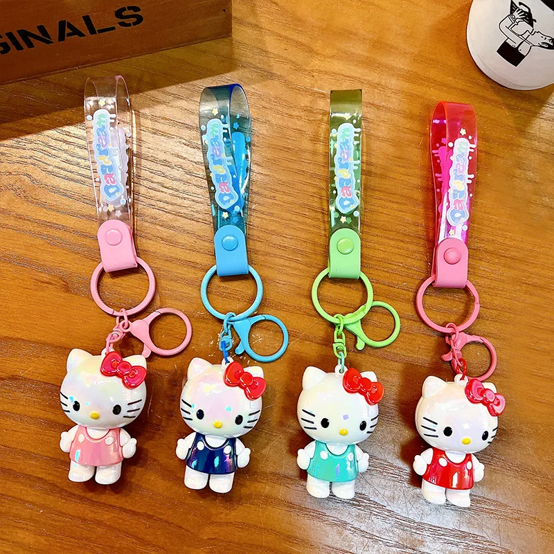 

Hello Kitty Keychain Cute Cartoon PVC Women Accessories Kt Backpack Car Keychain Decorative Desktop Ornament Girl Gift Wholesale