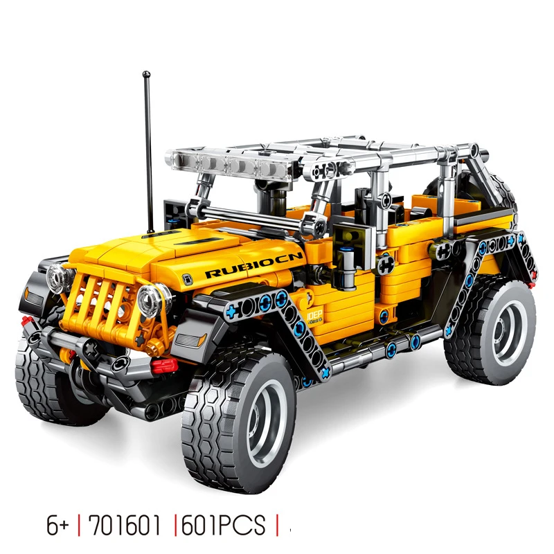 Technical Jeeps Wrangler 601pcs Building Block Assembly Model Pull Back Vehicle Bricks Educational Toy For Gifts