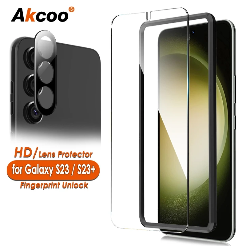 

Akcoo Galaxy S23 Plus Screen Protector Tempered Glass for Samsung Galaxy S23 Glass film S23 S23 Plus 5G Camera Lens Protector