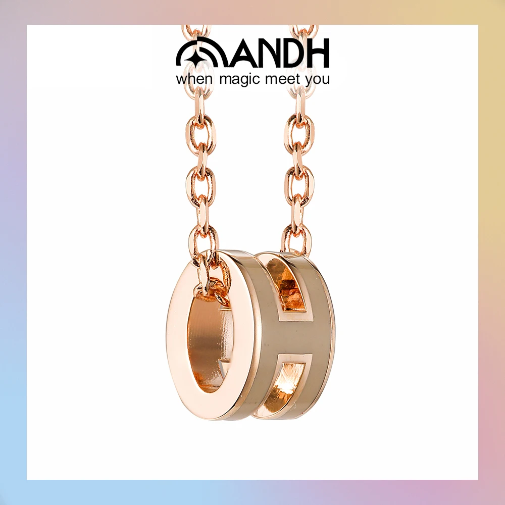 

ANDH 14K Rose Gold Plated Letter H Pendant Necklaces for Women 45cm-50cm Adjustable Fashion Trend Necklace Luxury Brand Jewelry