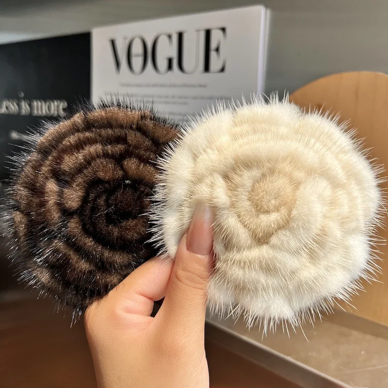 10 cm Echt Nerz Blume Brosche frauen Einfache und Modische High-end-Pullover Pin Stil Zubehör Kleidung corsage