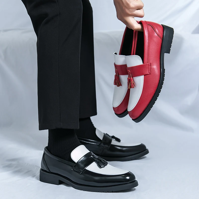 Men Casual Office Business Formal Oxford Dress Shoes Patchwork Gentleman Outdoor Leather Wedding Shoes Fashion Loafers Slip On