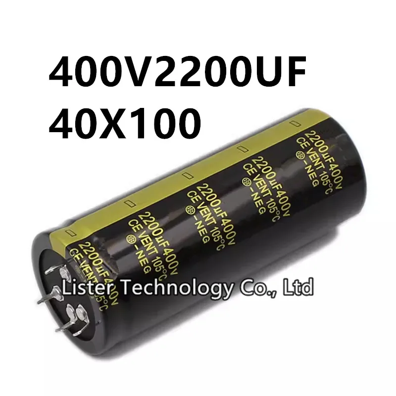 

1Pcs 400V 2200UF 400V2200UF 2200UF400V volume: 40X100 mm 4Pin audio power amplifier inverter aluminum electrolytic capacitor