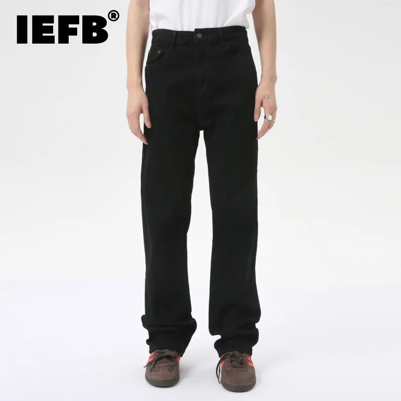 

IEFB American Style Casual Men's Denim Pants Straight Slim Boot Cut Male Jeans Solid Color Trousers New Trend Summer 2024 9C6279