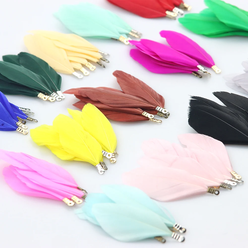 

45mm 12pcs/LOT Colorful Natural Feather Tassel DIY Bracelet Necklace Home Decor Craft Jewelry Accessories Pendant Charm