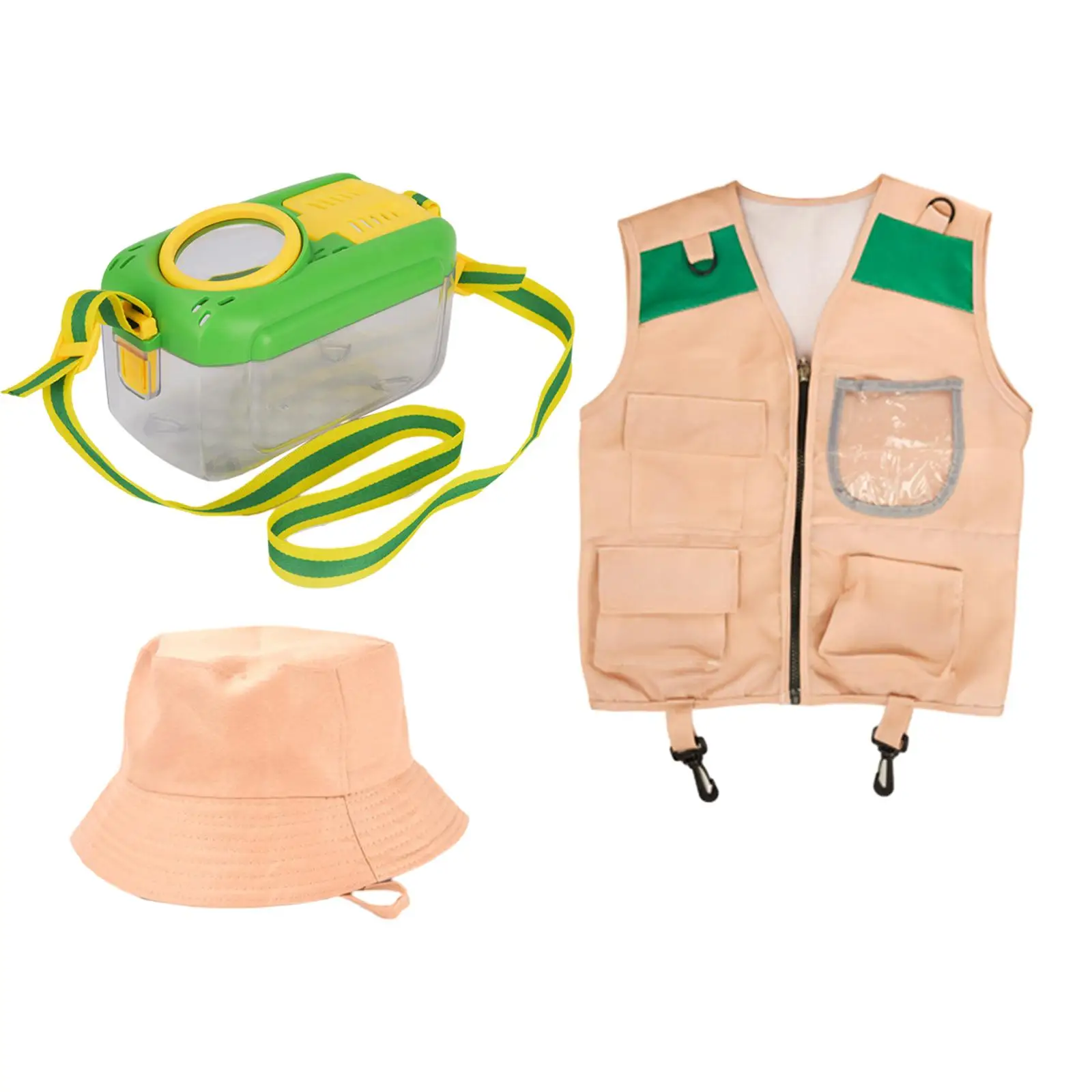 3Pcs Explorer Kits Washable Cargo Vest Dress up Educational Kids Outdoor Exploration Set for Hiking Exploration Camping Fishing