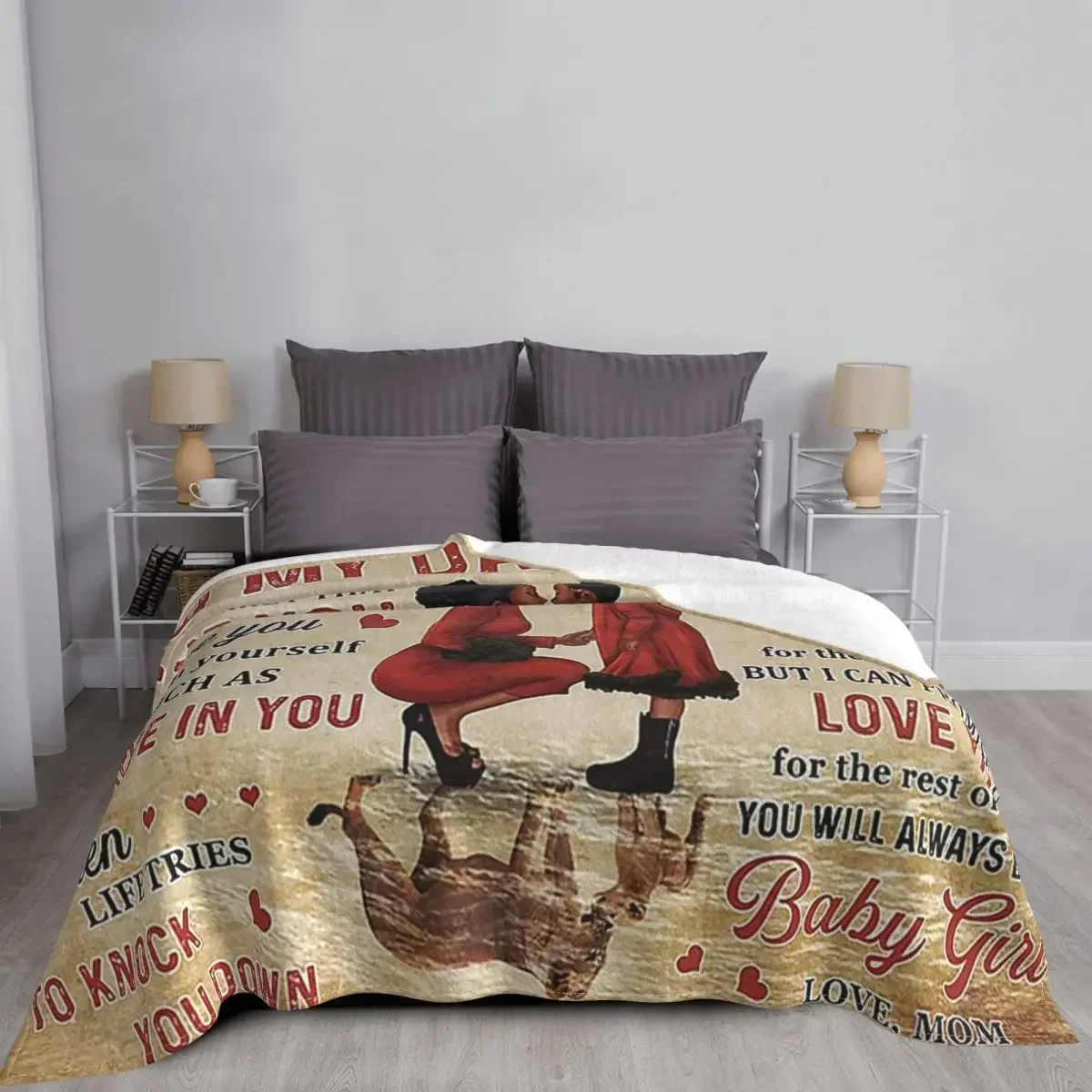 

To My Daughter Baby Blankets Flannel Spring Autumn Express Love Multifunction Letters Soft Throw for Sofa Bedroom Rug Piece
