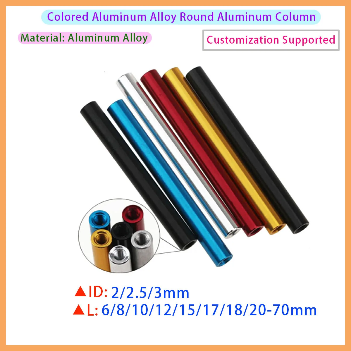 Colorful Aluminum Circular Spacer 10 M2 M2.5, Threaded Sleeve Rod, Drone Accessory Nut Anodized