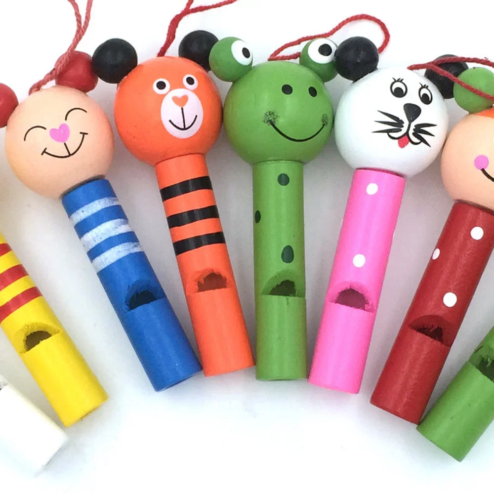 Sifflets d'animaux en bois multicolores pour enfants, faveurs de fête d'anniversaire, décoration de douche de bébé, jouets créatifs de fabricant de bruit de bande dessinée, mignon, 1pc