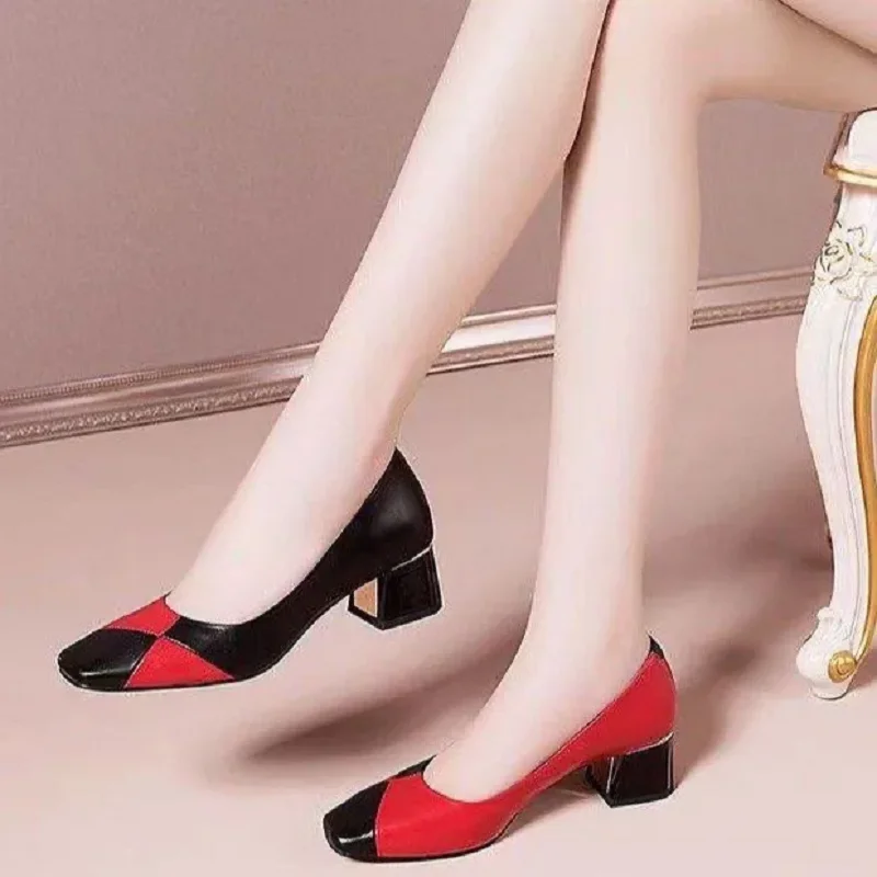 zapatos de mujer women classic high quality multi color spring square heel shoes for office career lady casual sexy pumps ca191