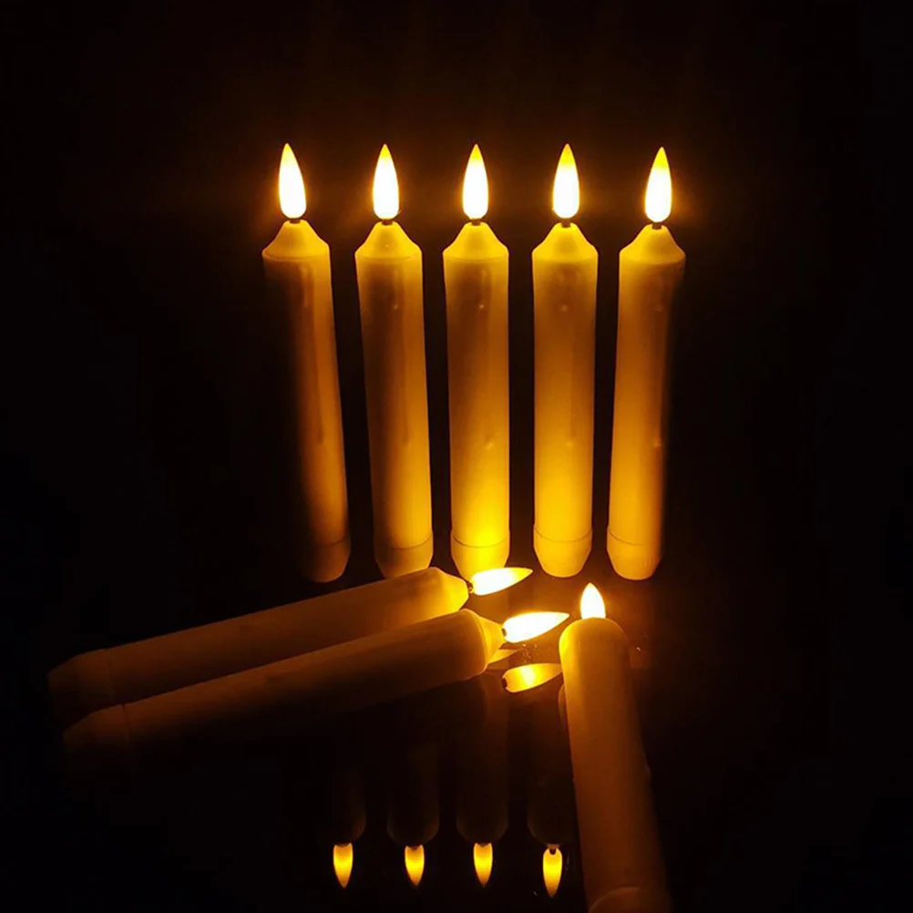 

12 Pcs Taper Flameless Candles Electric Tapered Led Tealight Flickering Window Votive Candlesticks