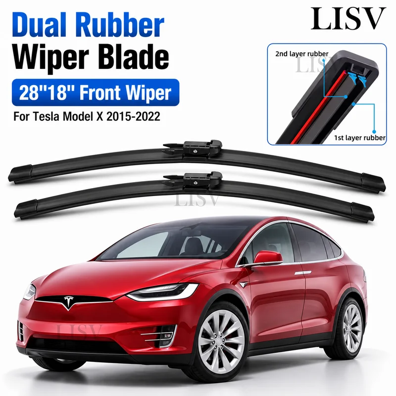 Car Wiper Front Wiper Blade 28"18" For Tesla Model X 2015-2022 Front Windscreen Wipers Auto Accessories No Water Spray Function