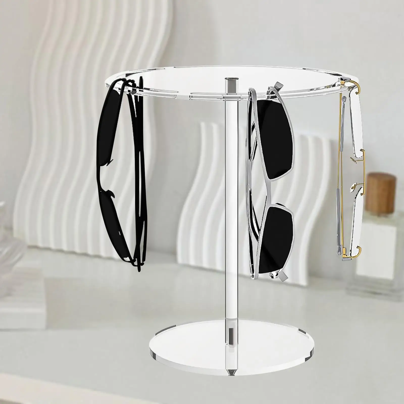 Glasses Display Stand Gift Transparent Easy to Install Rotatable Round Sunglasses Holder Sunglasses Rack Eyeglasses Storage