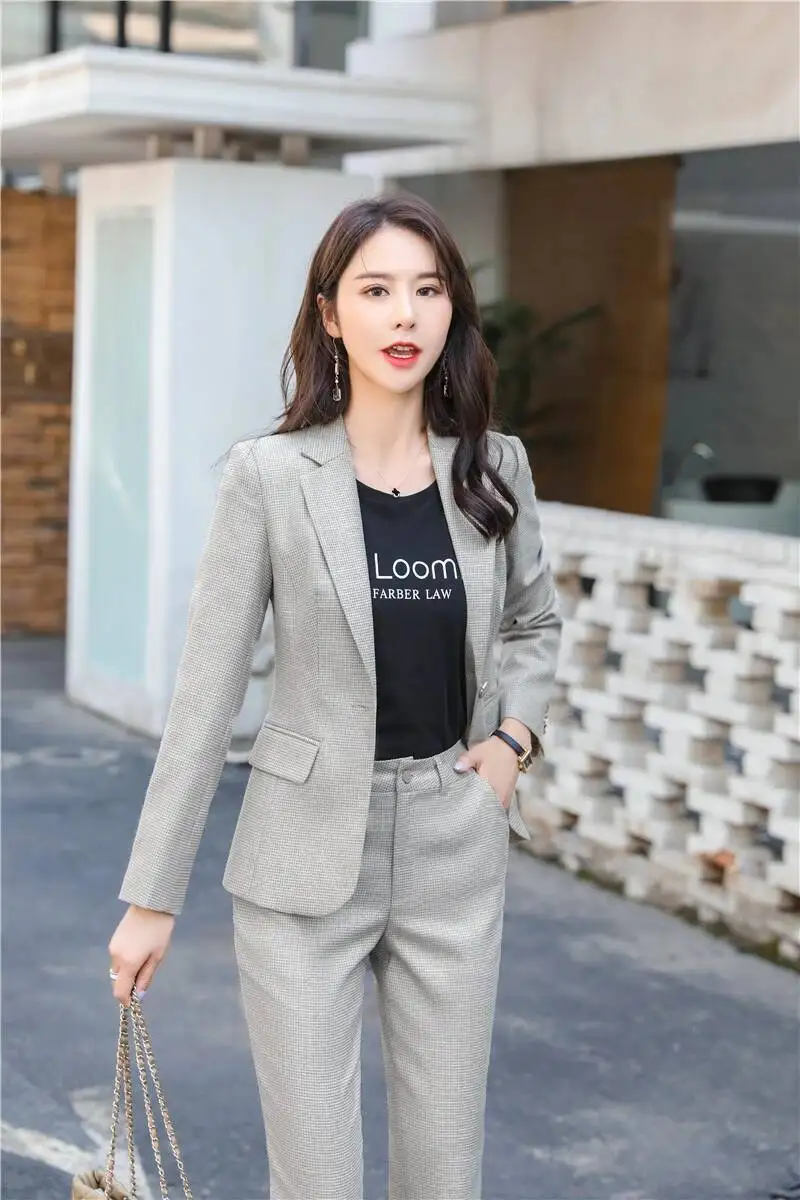 Nieuwigheid Groene Uniform Ontwerpen Broekpakken voor Vrouwen Zakelijke Werkkleding Pakken Professionele Blazers Set Carrière Interview Kleding