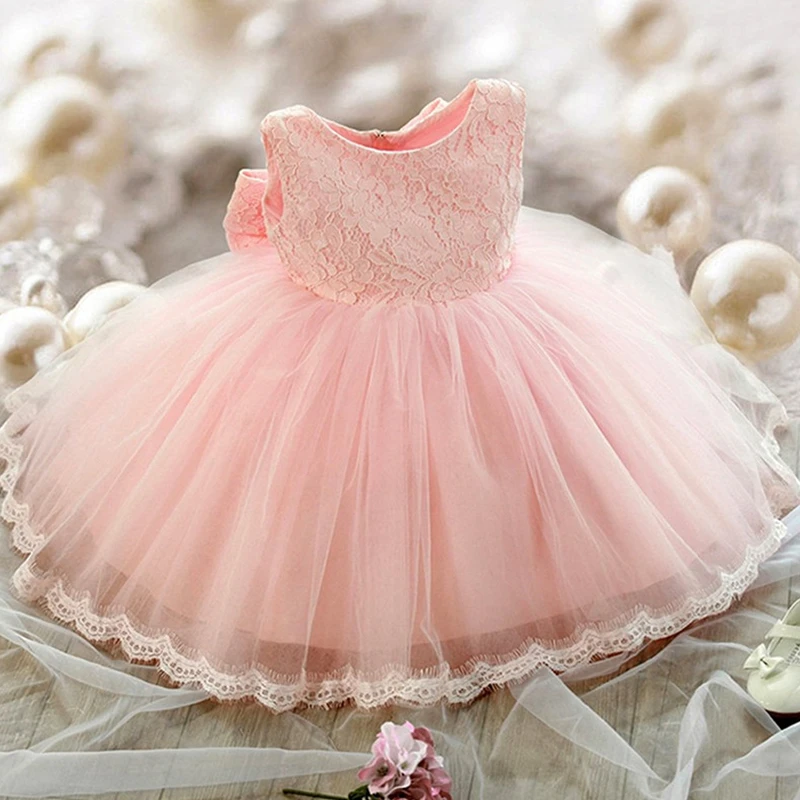 Pink Baby Girls Sleeveless Dress First Christmas Princess Costume 3M -2Year Birthday Party Gown Newborn New Year Red Clothing